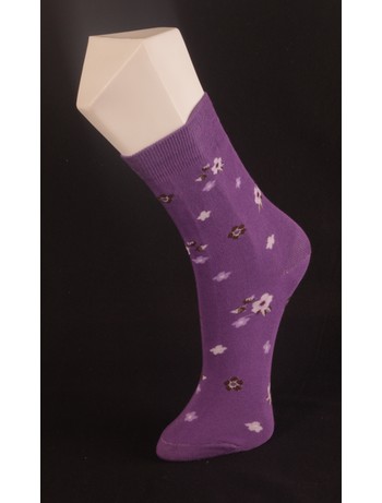 Giulia lila Socken mit Bltenmuster violet