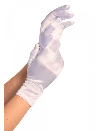 Leg Avenue Satin Wrist Length Handschuhe weiss