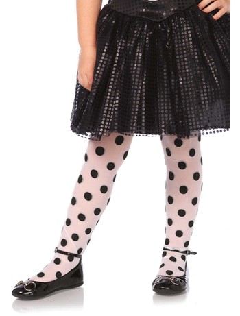 Leg Avenue Polkadot gepunktete Kinderstrumpfhose schwarz-weiss