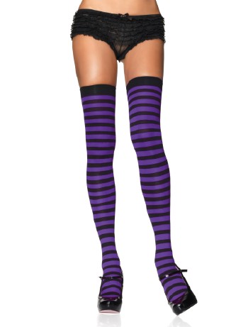 Leg Avenue geringelte Overknees schwarz-violett