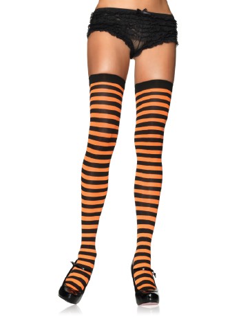 Leg Avenue geringelte Overknees schwarz-orange