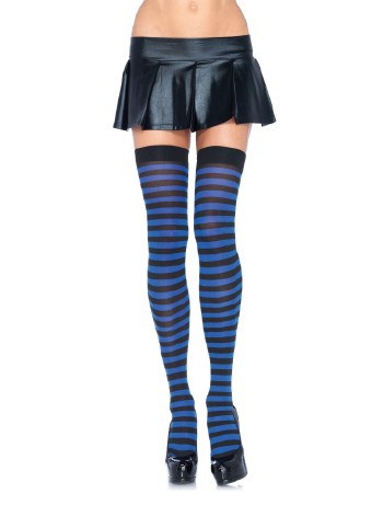 Leg Avenue geringelte Overknees schwarz-blau