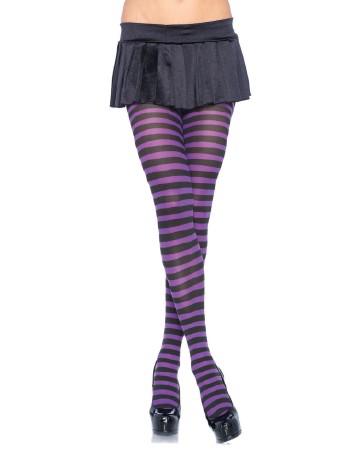 Leg Avenue geringelte Strumpfhose bergrosse schwarz-violett